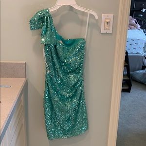 Turquoise sequence cocktail dress